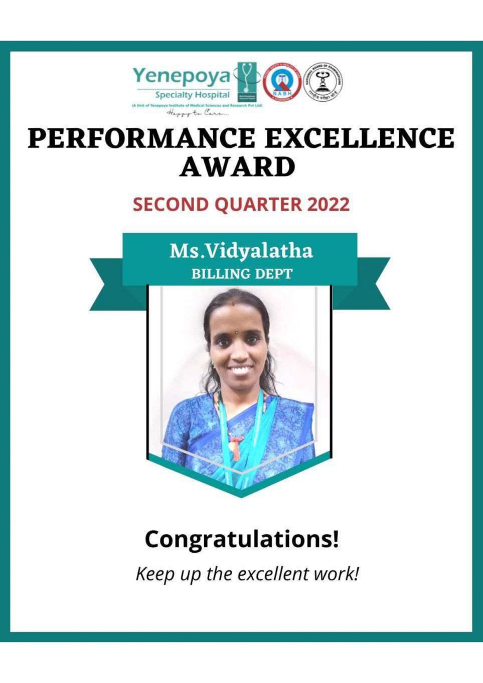 Performance Excellence Award - Quarter 2, 2022
